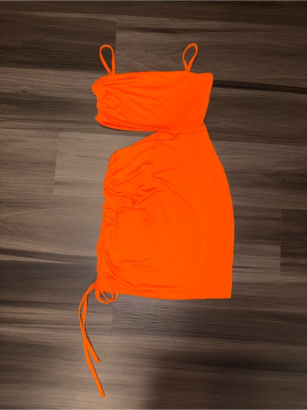 Neon Orange One-Shoulder Cutout Mini Dress